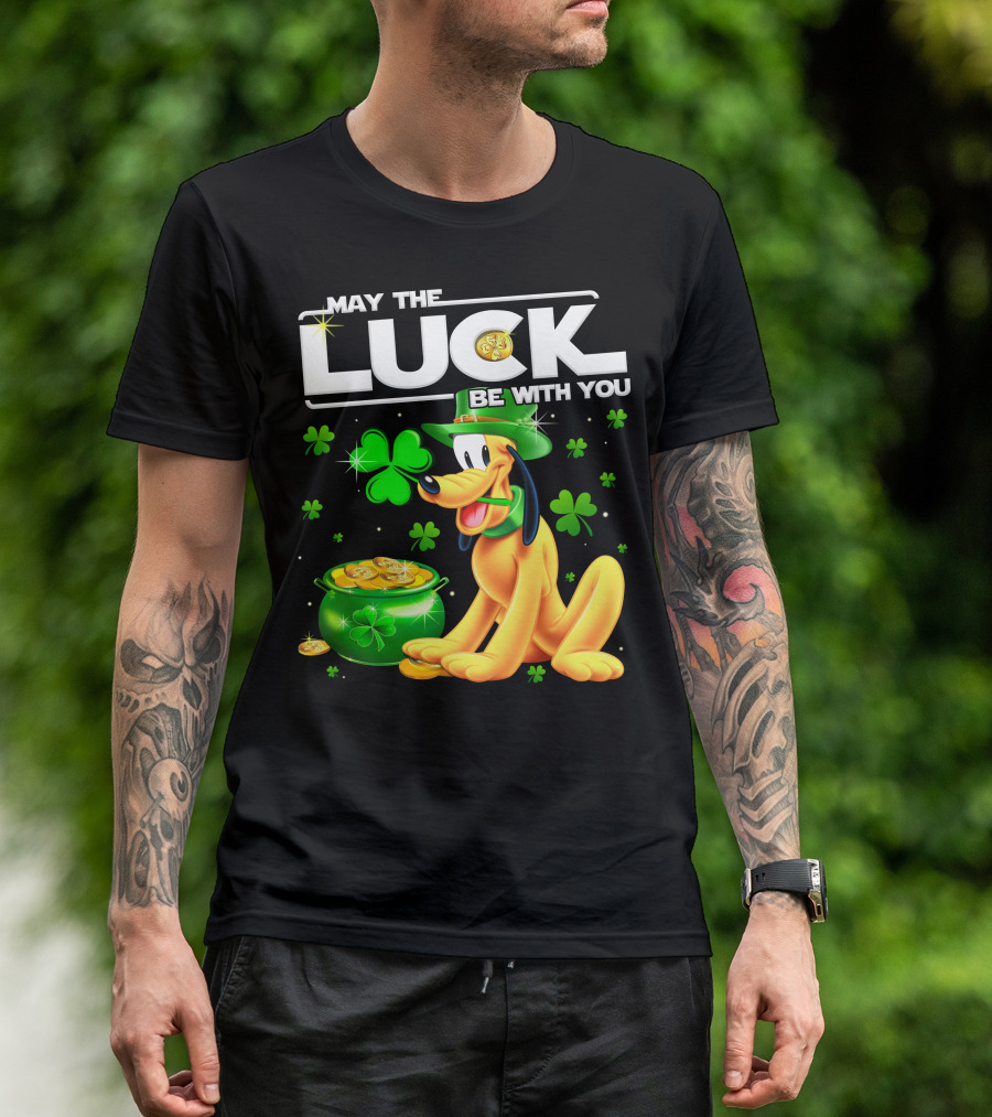 May The Luck Be With You Pluto Shamrock Coins Green Hat T-Shirt