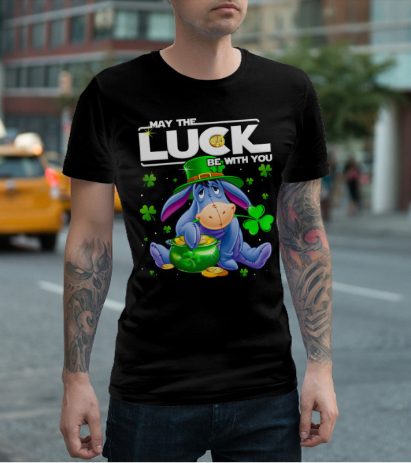May The Luck Be With You Eeyore Leprechaun Clover Gold Coins T-Shirt