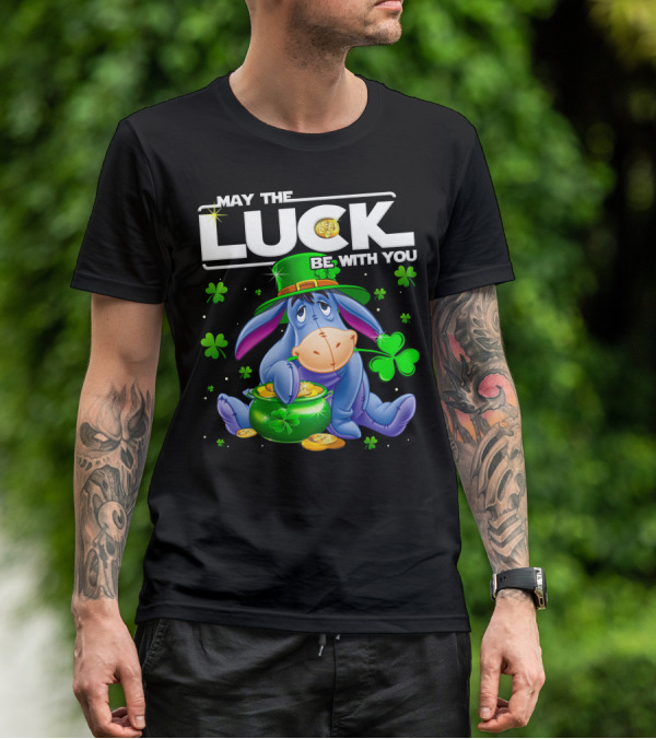 May The Luck Be With You Eeyore Leprechaun Clover Gold Coins T-Shirt