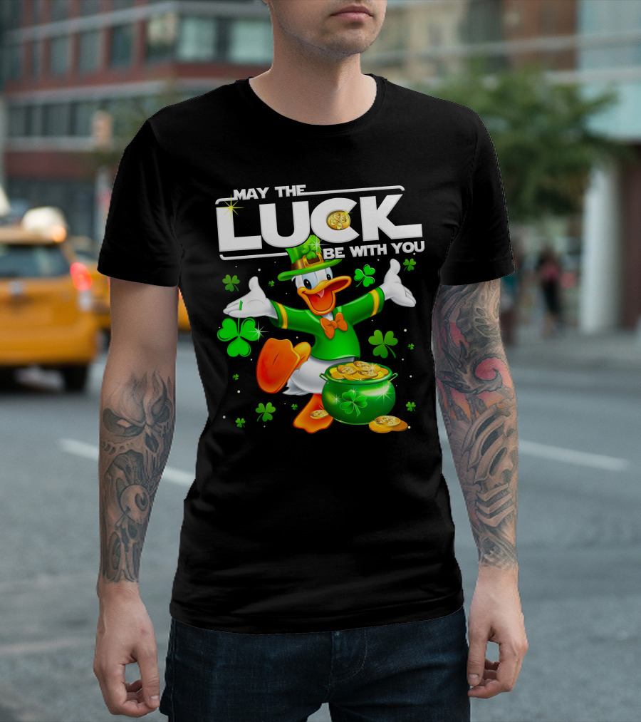 Donald May The Luck Be With You St. Patrick's Day Leprechaun Duck With Pot Of Gold T-Shirt