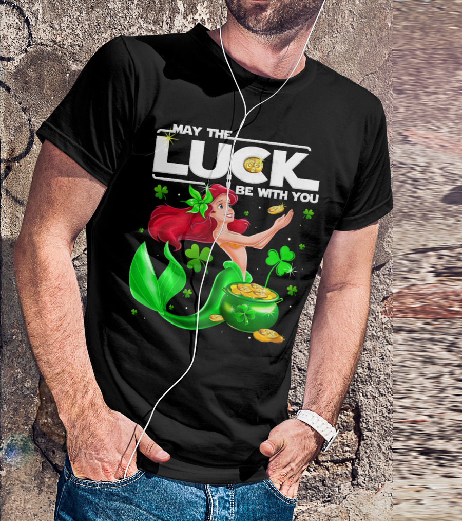 Ariel May The Luck Be With You Mermaid Shamrock Coins T-Shirt