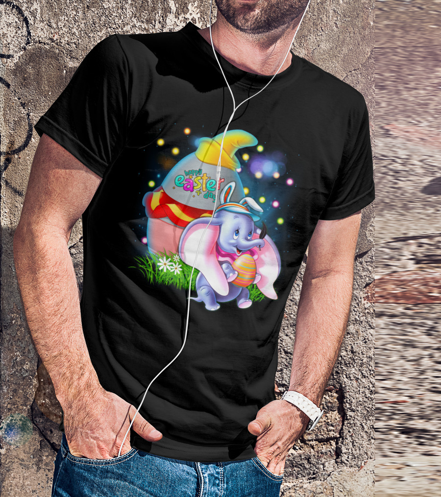 Happy Easter Day Dumbo With Colorful Egg And Hat T-Shirt