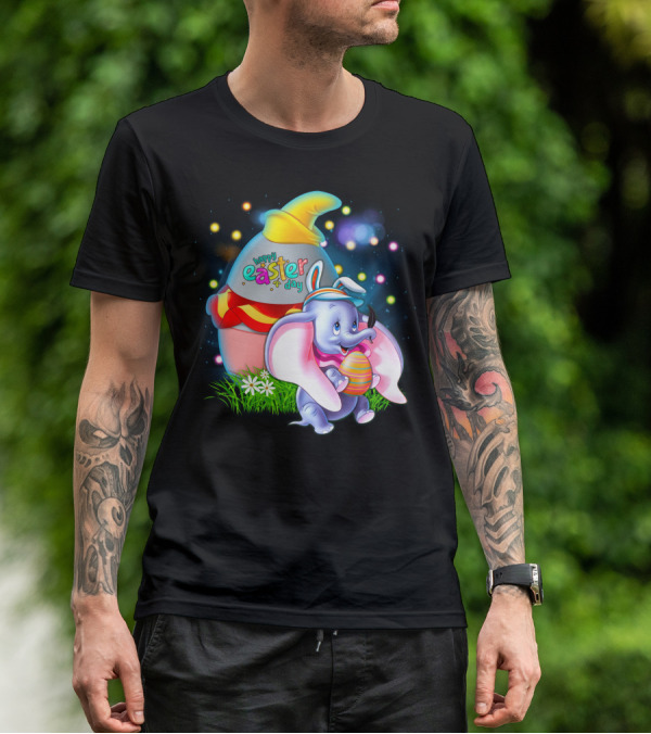Happy Easter Day Dumbo With Colorful Egg And Hat T-Shirt