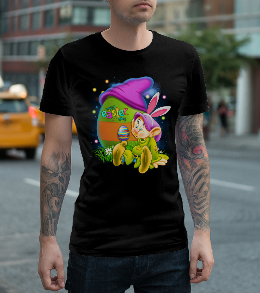 Happy Easter Day Dopey With Colorful Egg And Bunny Ears T-Shirt