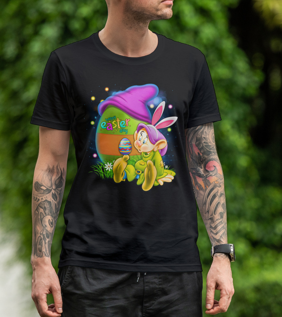 Happy Easter Day Dopey With Colorful Egg And Bunny Ears T-Shirt