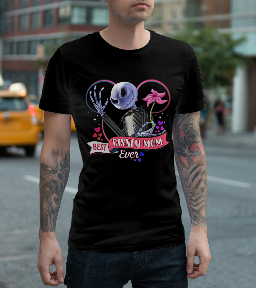 Best Disney Mom Ever Jack Skellington Heart Flower T-Shirt