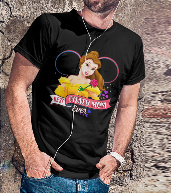 Best Disney Mom Ever Belle With Hearts And Rose T-Shirt