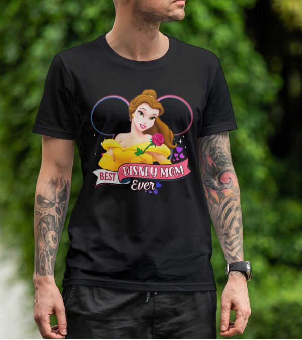 Best Disney Mom Ever Belle With Hearts And Rose T-Shirt
