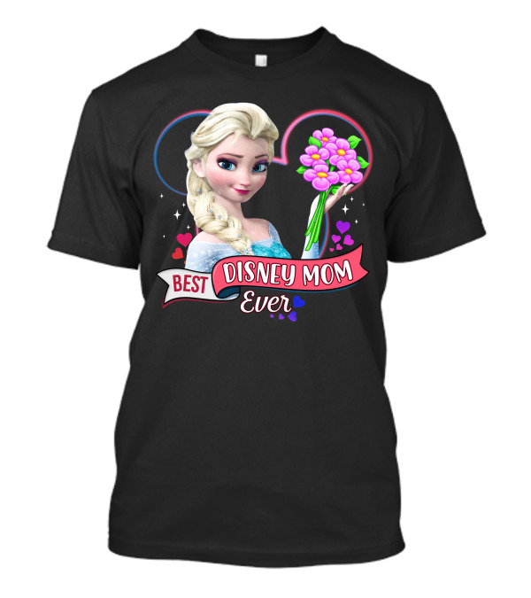 Best Disney Mom Ever Elsa Heart Flowers T-Shirt