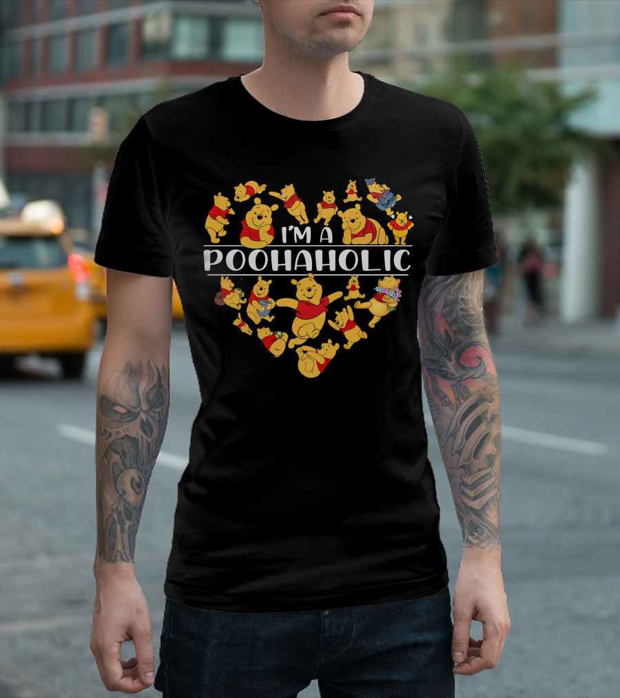 I'm A Poohaholic Heart-Shaped Pooh Bear Enthusiast T-Shirt