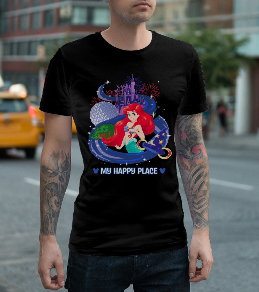 My Happy Place Ariel Epcot Magic Kingdom Fireworks Disney T-Shirt