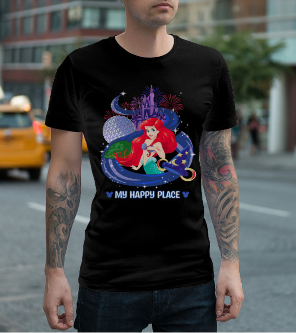 My Happy Place Ariel Epcot Magic Kingdom Fireworks Disney T-Shirt