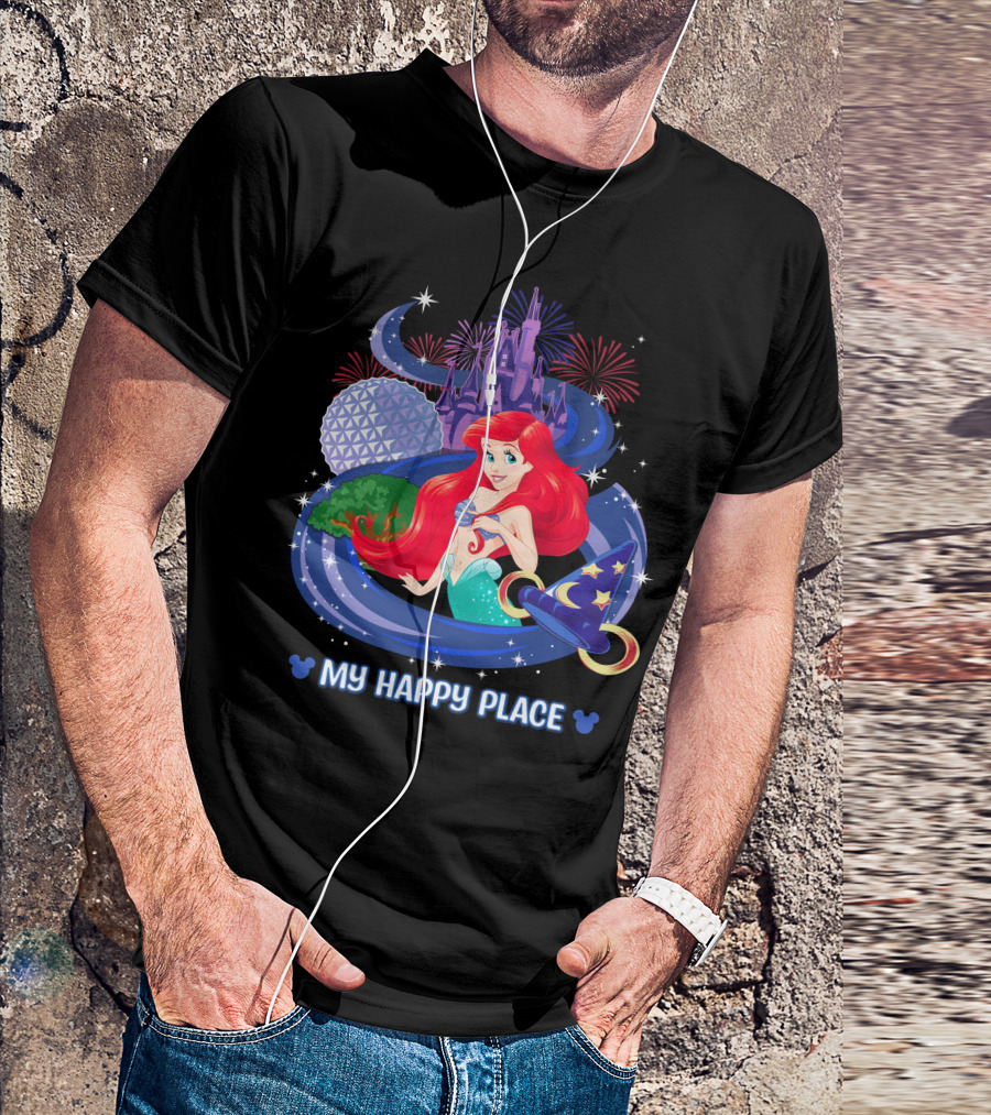 My Happy Place Ariel Epcot Magic Kingdom Fireworks Disney T-Shirt