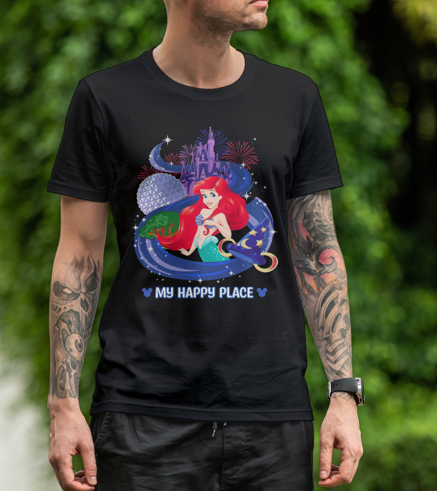 My Happy Place Ariel Epcot Magic Kingdom Fireworks Disney T-Shirt