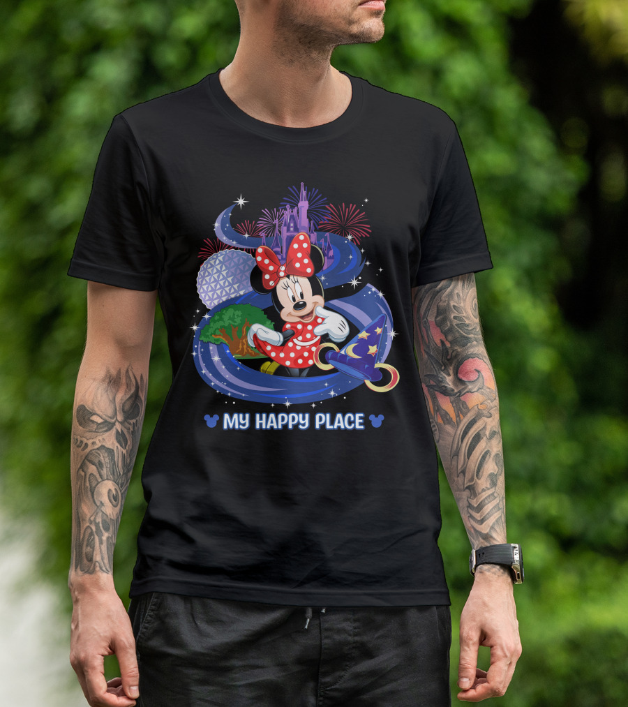 My Happy Place Minnie Mouse Fireworks Disney Theme Park Magic T-Shirt