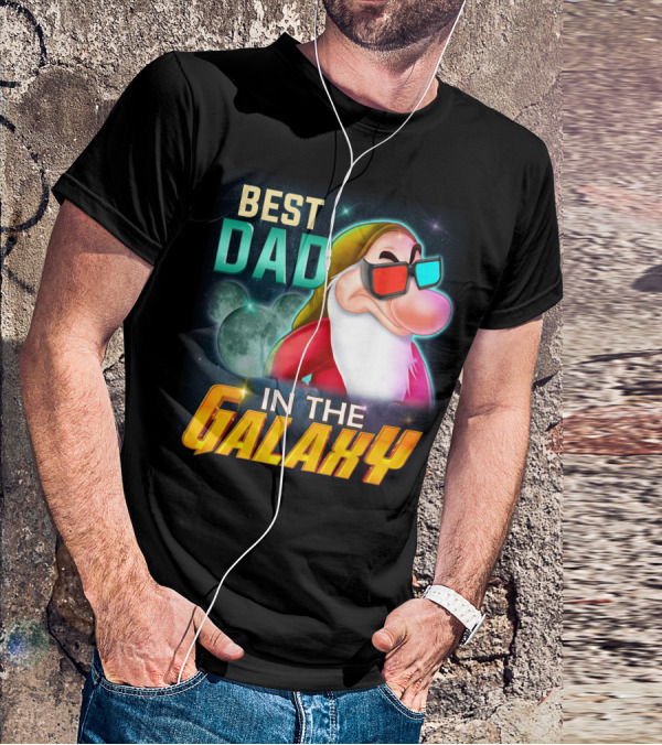 Best Dad In The Galaxy Grumpy 3D Glasses Moon T-Shirt