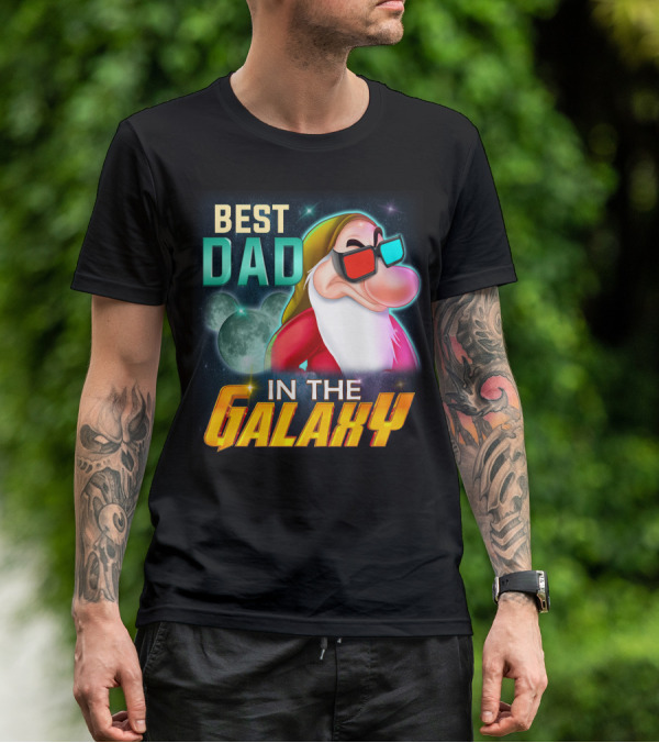 Best Dad In The Galaxy Grumpy 3D Glasses Moon T-Shirt