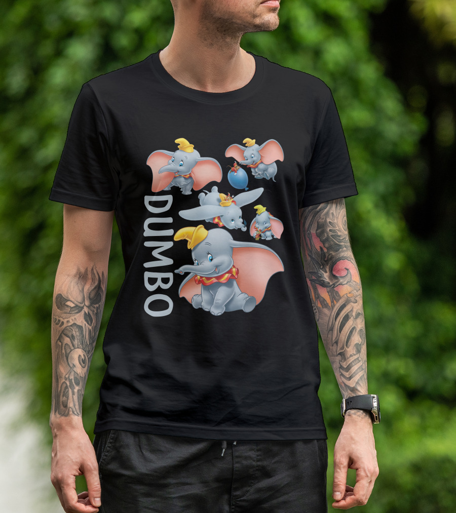 Dumbo Cute Flying Elephant With Yellow Hat And Pink Ears T-Shirt
