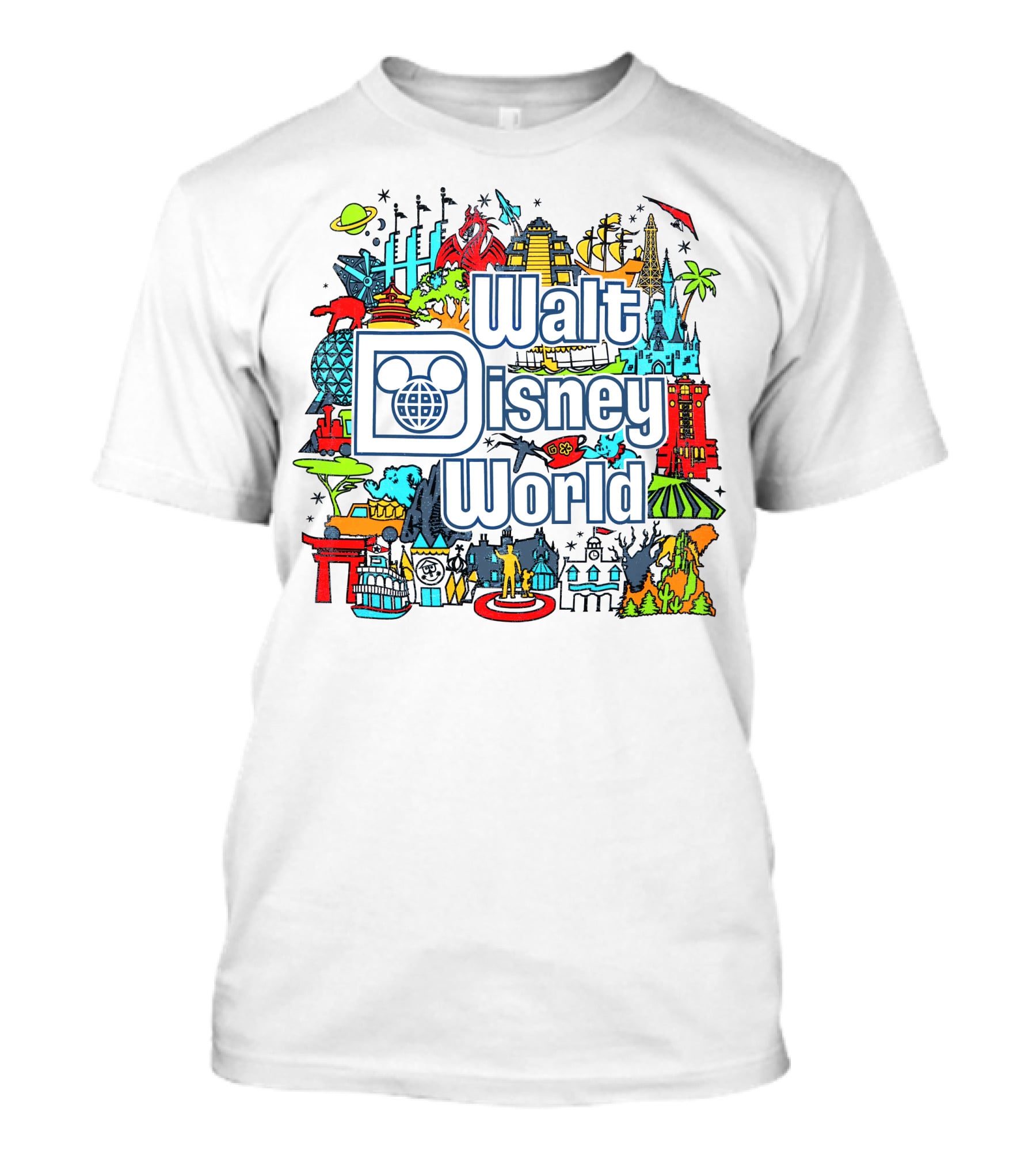 Walt Disney World Landmarks And Attractions Collage T-Shirt