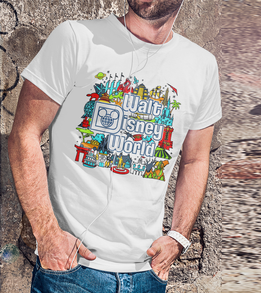 Walt Disney World Landmarks And Attractions Collage T-Shirt