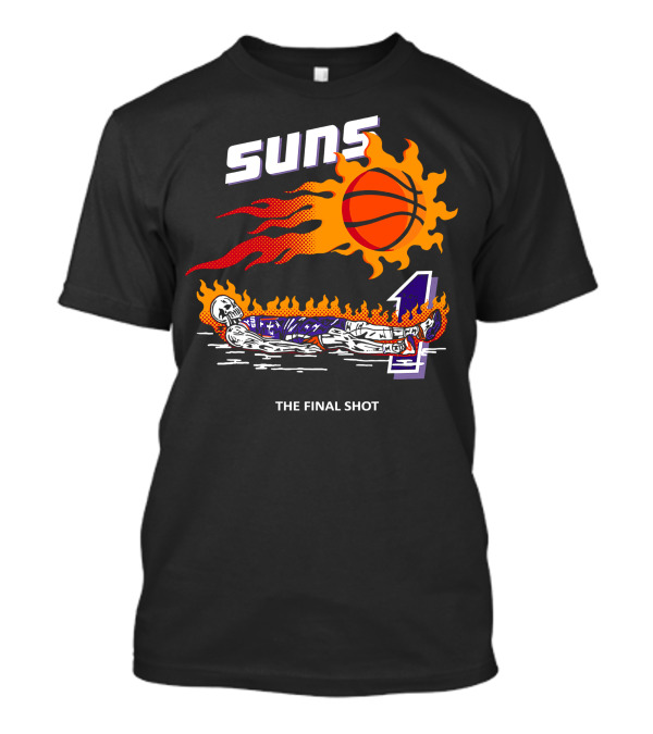 Suns The Final Shot Flaming Basketball Skeleton T-Shirt
