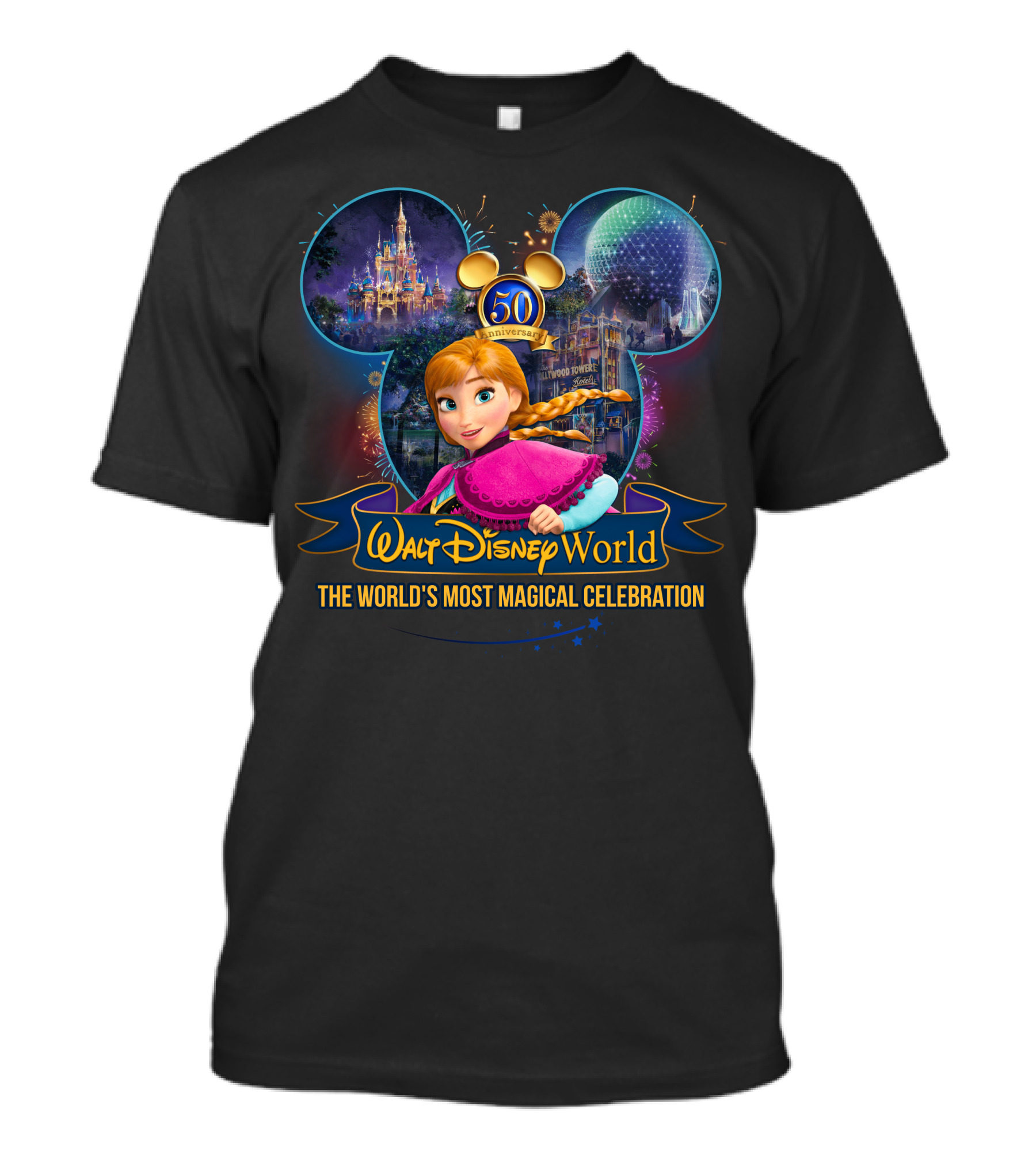 Walt Disney World 50th Anniversary The World's Most Magical Celebration Anna Mickey Ears T-Shirt