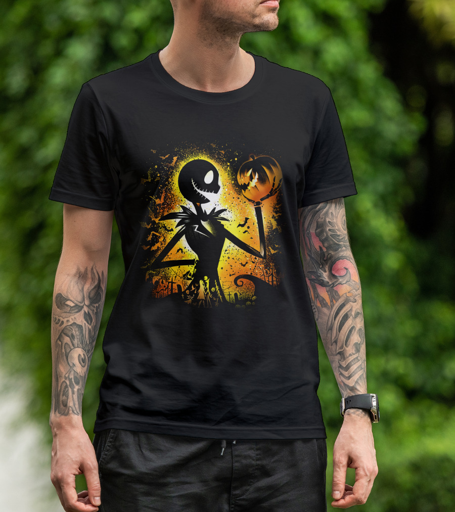 Jack Skellington Halloween Pumpkin Scene T-Shirt