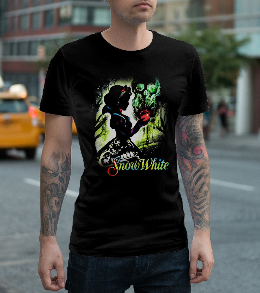 Snow White Silhouette With Apple And Skull T-Shirt