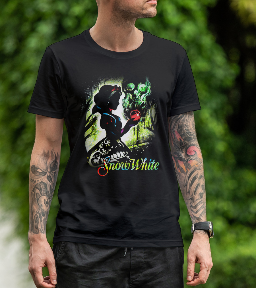 Snow White Silhouette With Apple And Skull T-Shirt