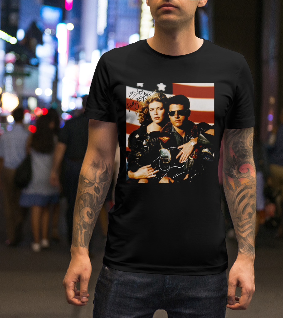 Top Gun 2 Autographed Cast American Flag T-Shirt