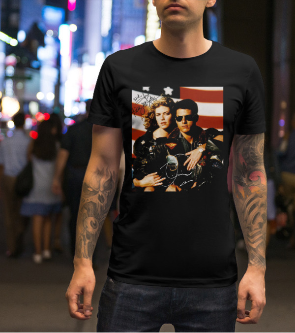 Top Gun 2 Autographed Cast American Flag T-Shirt