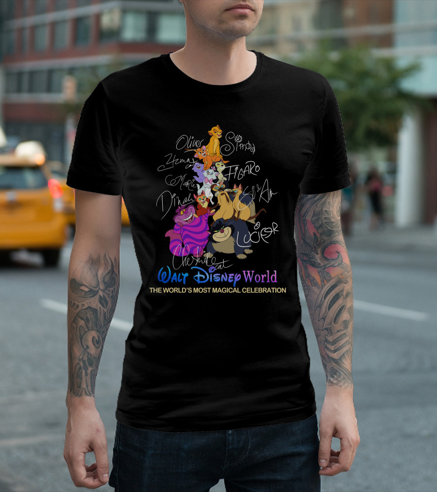 Oliver Simba Marie Figaro Cheshire Cat Disney World Magical Celebration T-Shirt