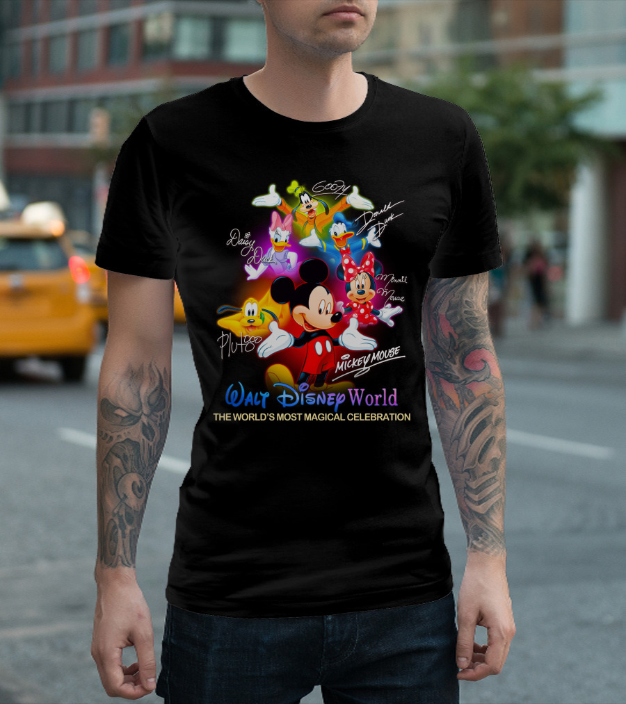 Walt Disney World Mickey Mouse Minnie Mouse Donald Duck Daisy Duck Goofy Pluto The World's Most Magical Celebration T-Shirt