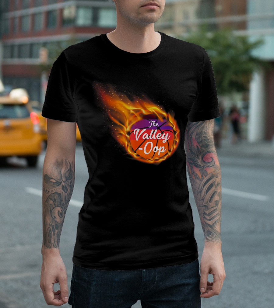 Phx The Valley-Oop Basketball Flame Style T-Shirt