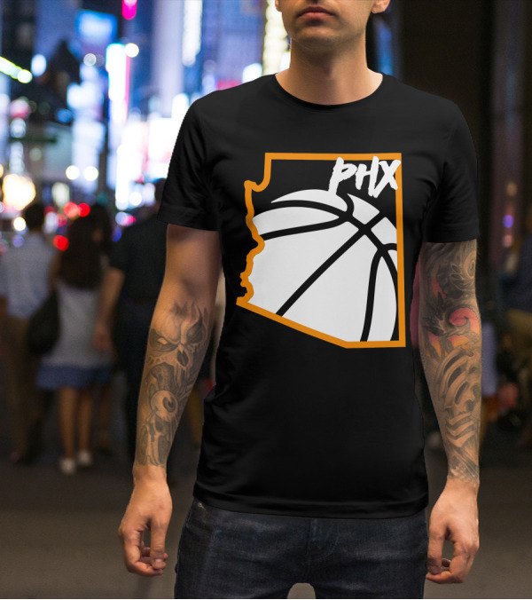 Phx Basketball Arizona Outline Style T-Shirt