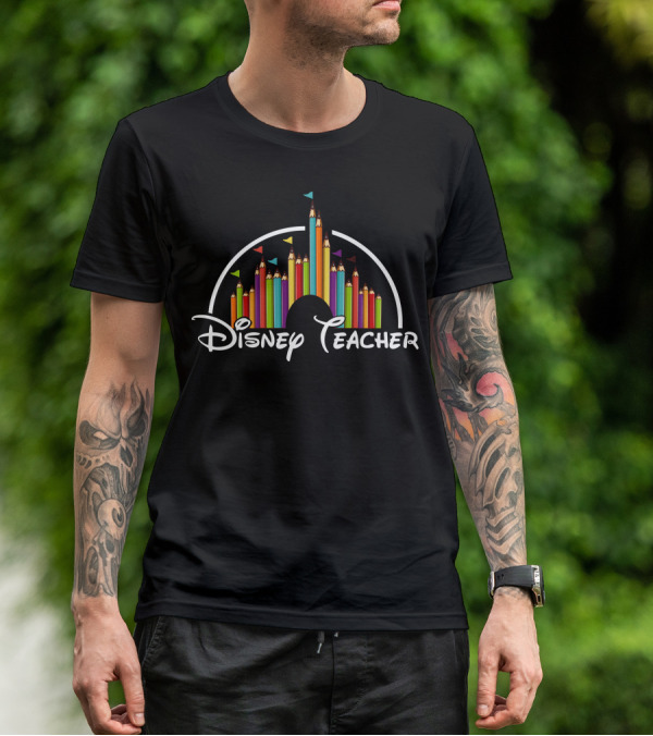 Disney Teacher Castle Pencils Style T-Shirt