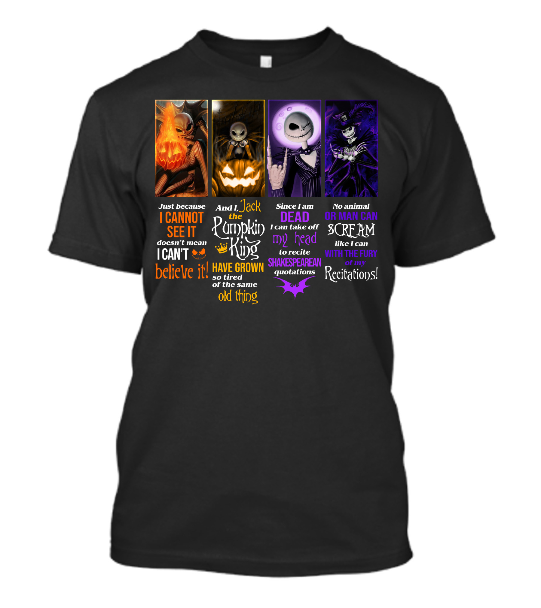 Jack Skellington The Pumpkin King Reciting Shakespearean Quotations T-Shirt