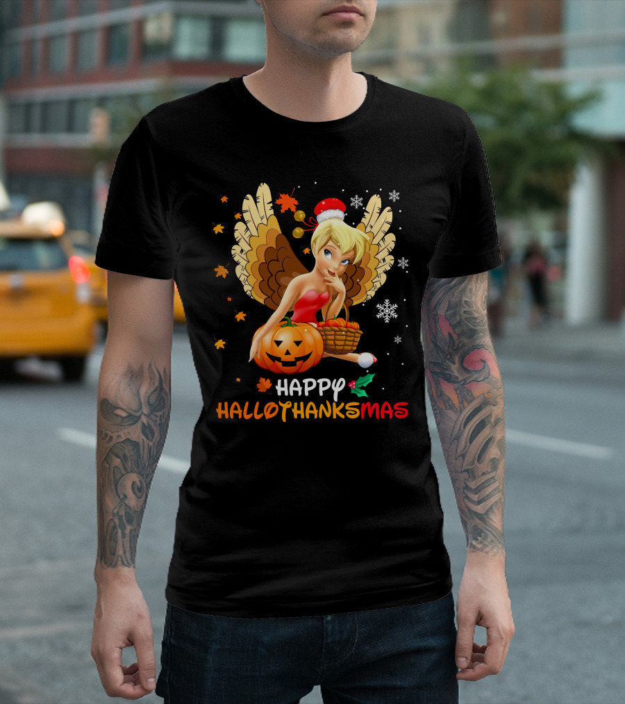 Happy Tkb Hallothanksmas Angel With Pumpkin And Basket T-Shirt