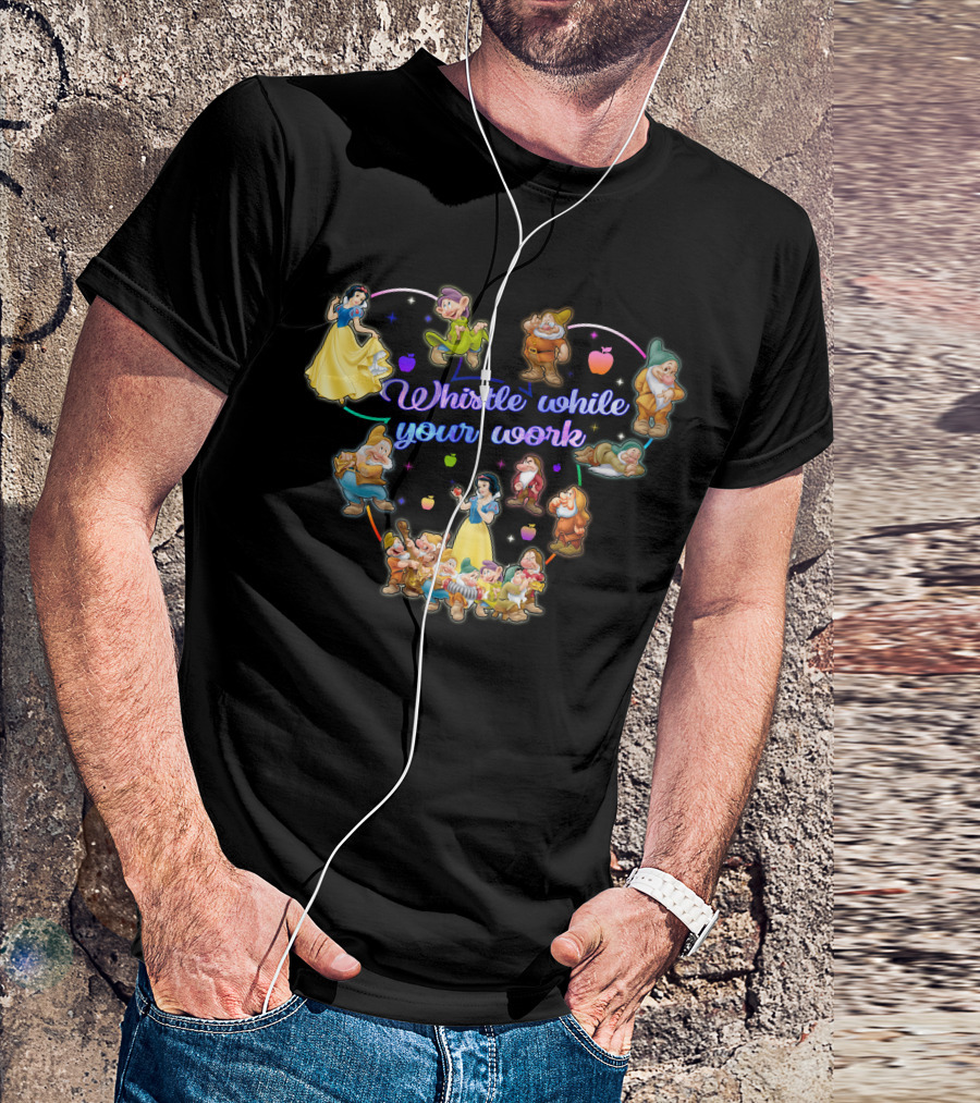 Snow White Whistle While You Work With Seven Dwarfs And Apples T-Shirt