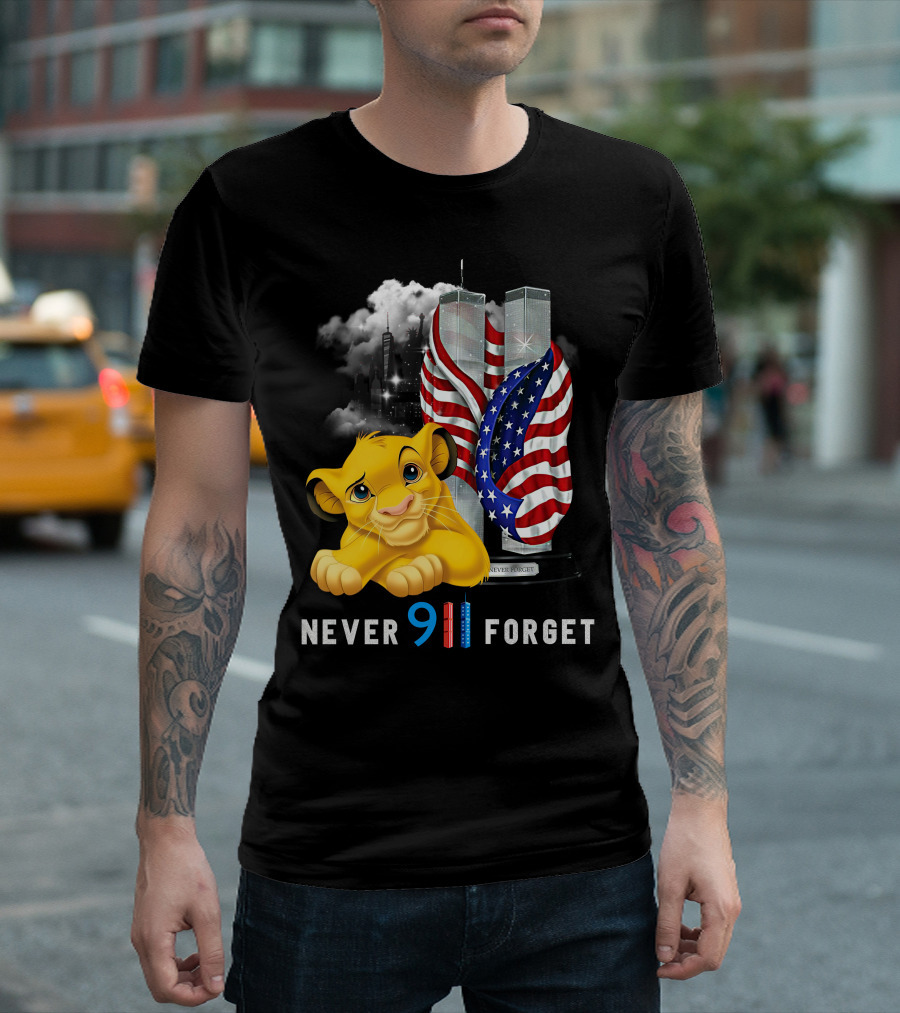 Simba-D Never 911 Forget Twin Towers American Flag T-Shirt