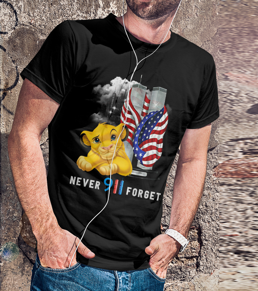 Simba-D Never 911 Forget Twin Towers American Flag T-Shirt
