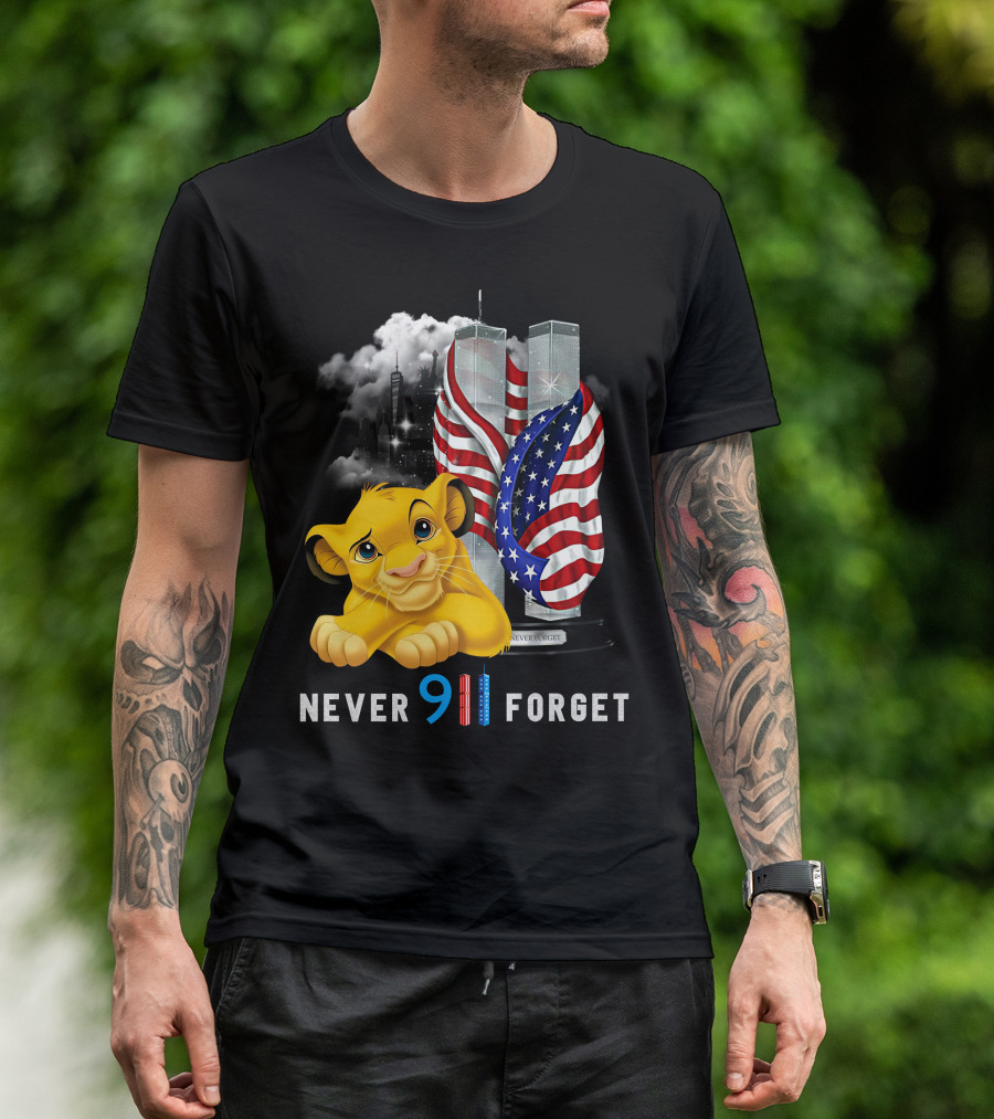 Simba-D Never 911 Forget Twin Towers American Flag T-Shirt