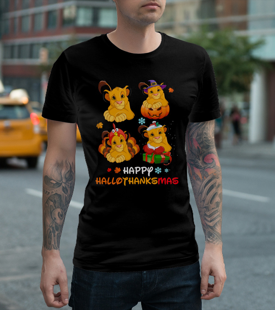 Happy Hallothanksmas Simba Pumpkin Turkey Presents T-Shirt