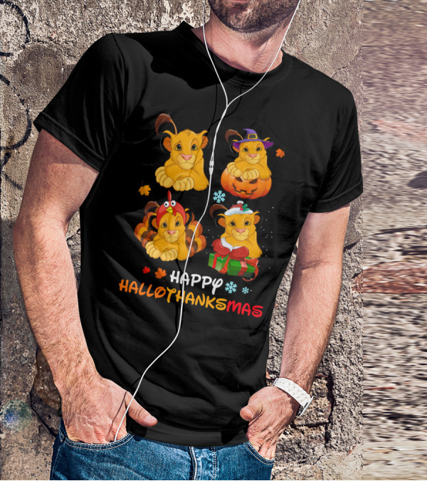 Happy Hallothanksmas Simba Pumpkin Turkey Presents T-Shirt