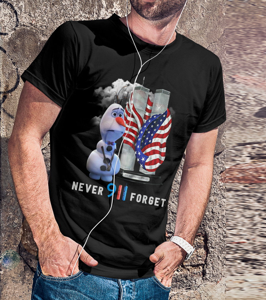 Never 911 Forget Olaf Twin Towers American Flag T-Shirt