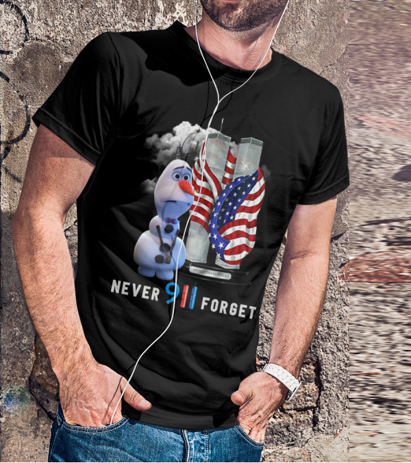 Never 911 Forget Olaf Twin Towers American Flag T-Shirt
