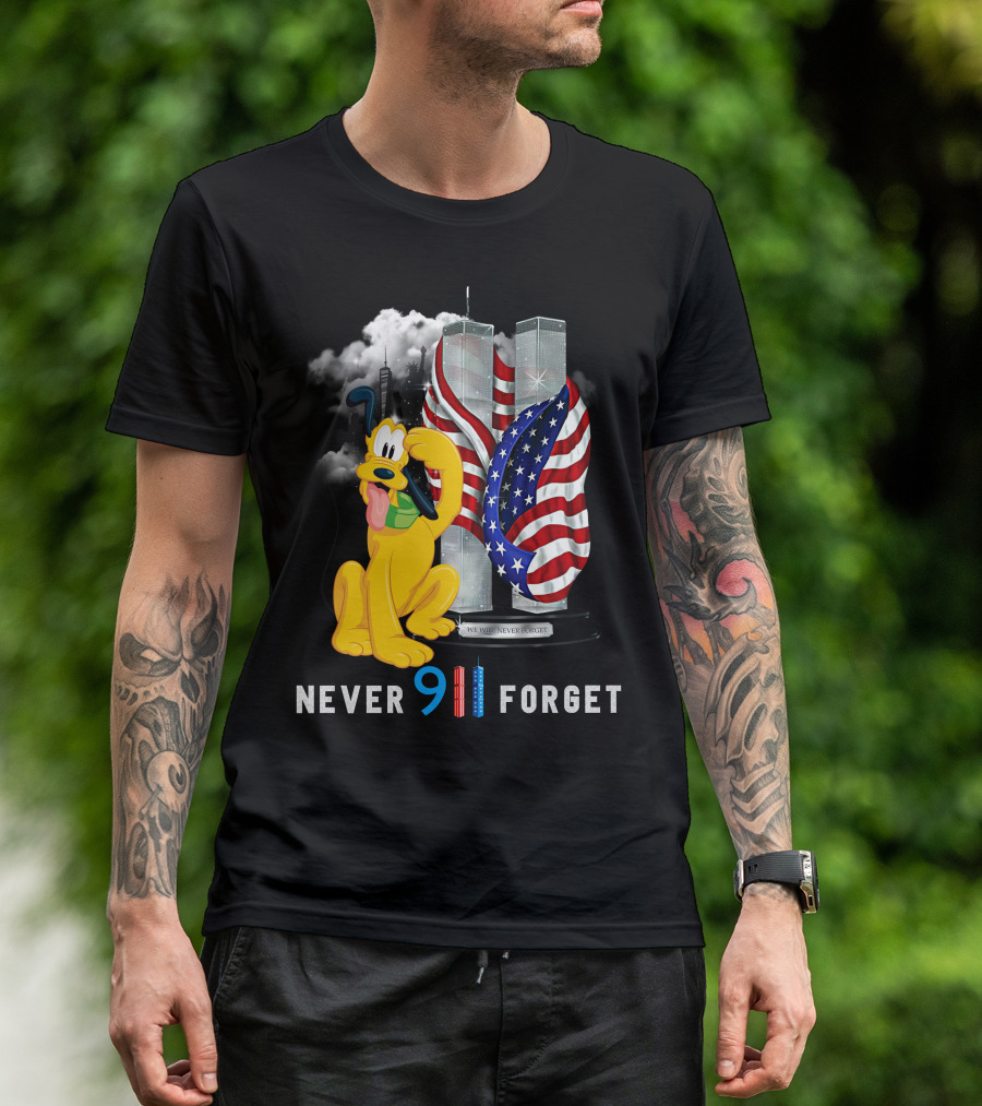 Never 9 11 Forget Pluto Twin Towers Memorial Tribute T-Shirt