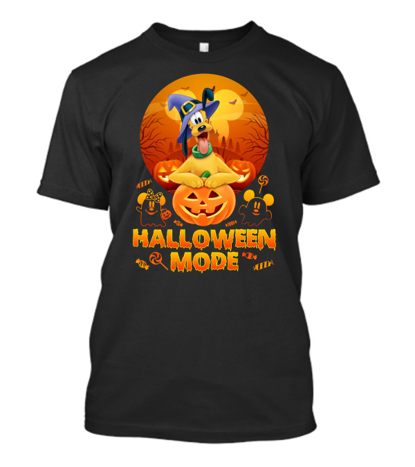 Pluto Halloween Mode With Witch Hat And Pumpkin Decorations T-Shirt