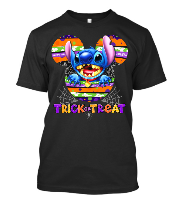 Happy Halloween Stitch Trick Or Treat Mickey Ears T-Shirt