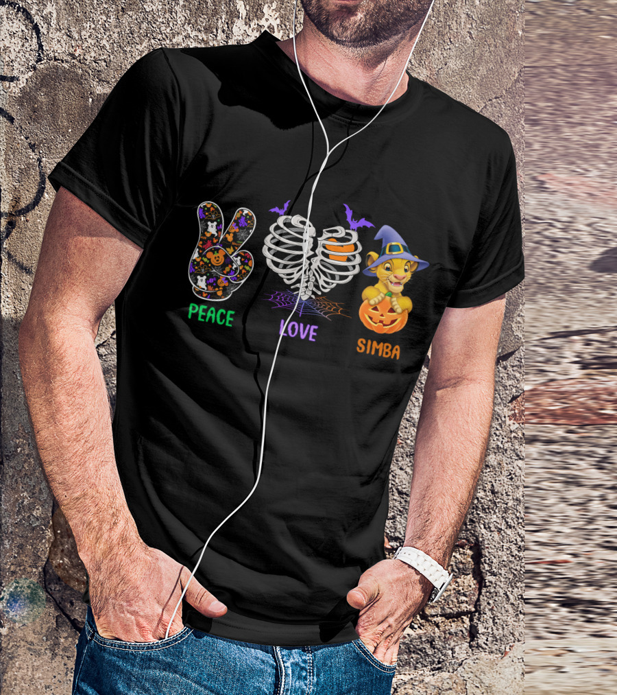 Peace Love Simba Bat Halloween Pumpkin T-Shirt